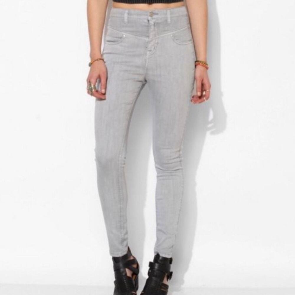 UO BDG High Rise Seam Jean sz 27 Light Gray Skinny Ankle